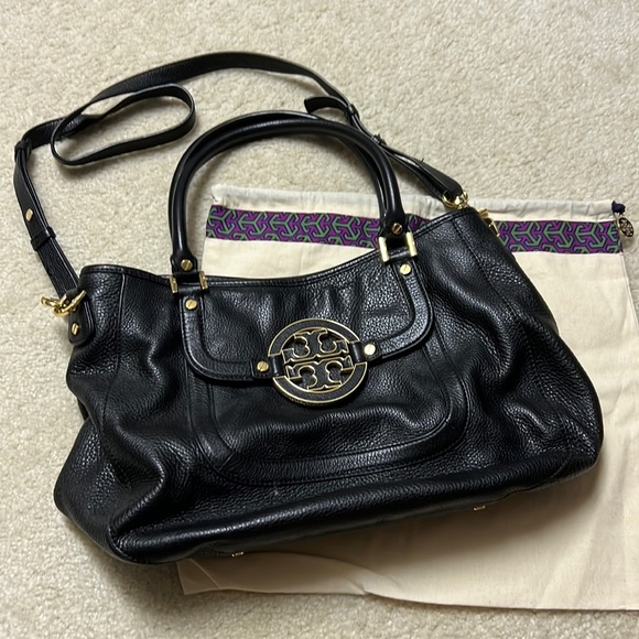 Tory Burch Black with gold accents, crossbody bag with top handle - Picture 1 of 6